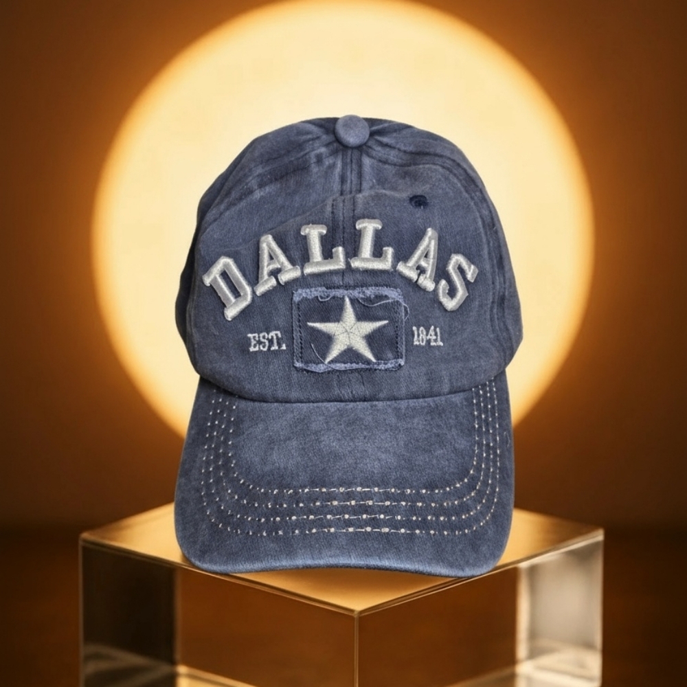 Men's Distressed Denim Baseball Cap with Adjustable Strap - Casual and Stylish